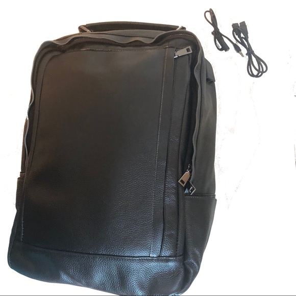 Other - NWT Leather Laptop work bag backpack - Black